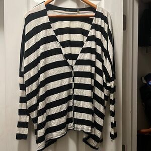 Black and White Button Up Oversized Cover Up - One Size